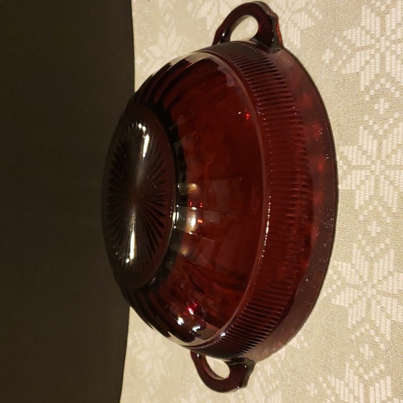 Anchor Hocking Coronation Ruby Red Depression Glass Serving Bowl - Picture 4 of 13